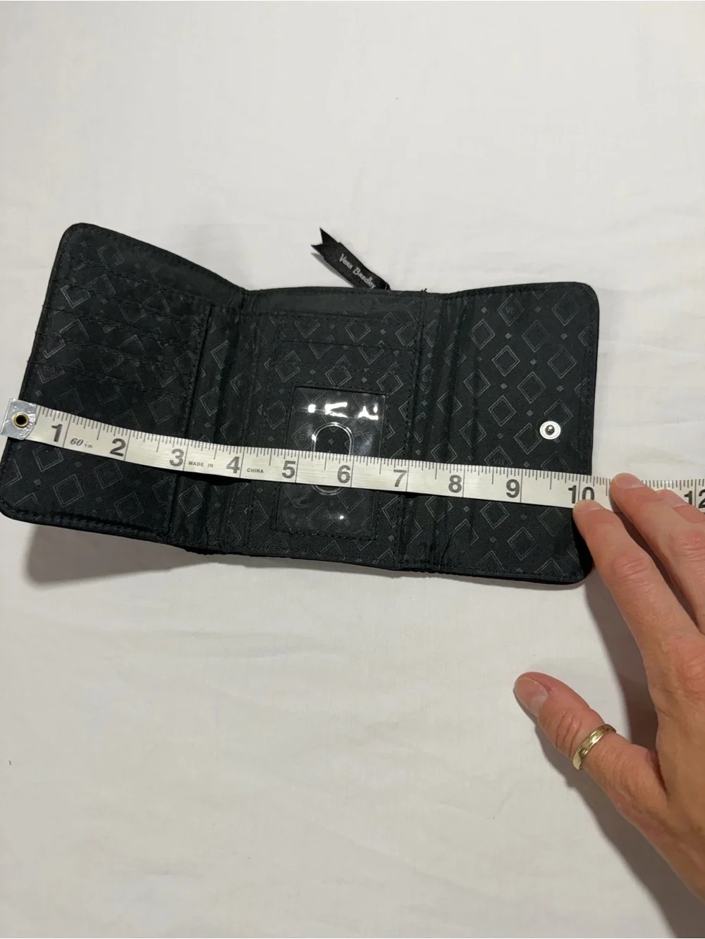 Vera Bradley Black Quilted Trifold Card & Cash Holder